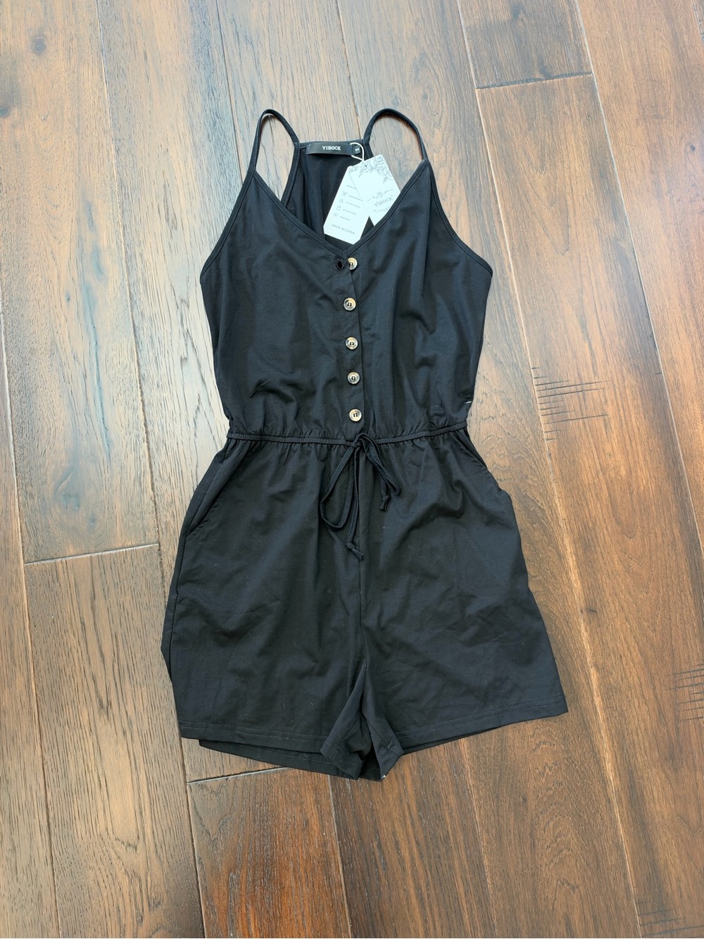 Black Button Front Romper NWT